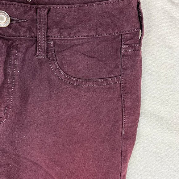 American Eagle Red Burgundy Jegging Size 4 Skinny Leg Low Rise Stretch Denim - Picture 7 of 16